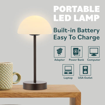 Xavier 12.5" Modern Minimalist Iron Rechargeable Integrated LED Table Lamp - JONATHAN Y